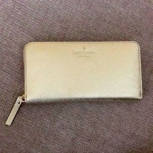 Gold Kate Spade Leather Wallet